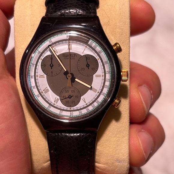 Swatch Black and Gold Chronograph Timepiece vintage 90s